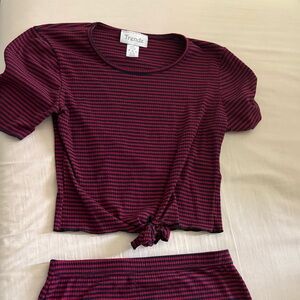 LC Trendz Red and Black Striped Dress